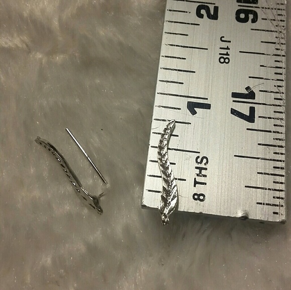 Sterling Silver Plated Leaf Ear Cuffs - Picture 3 of 5